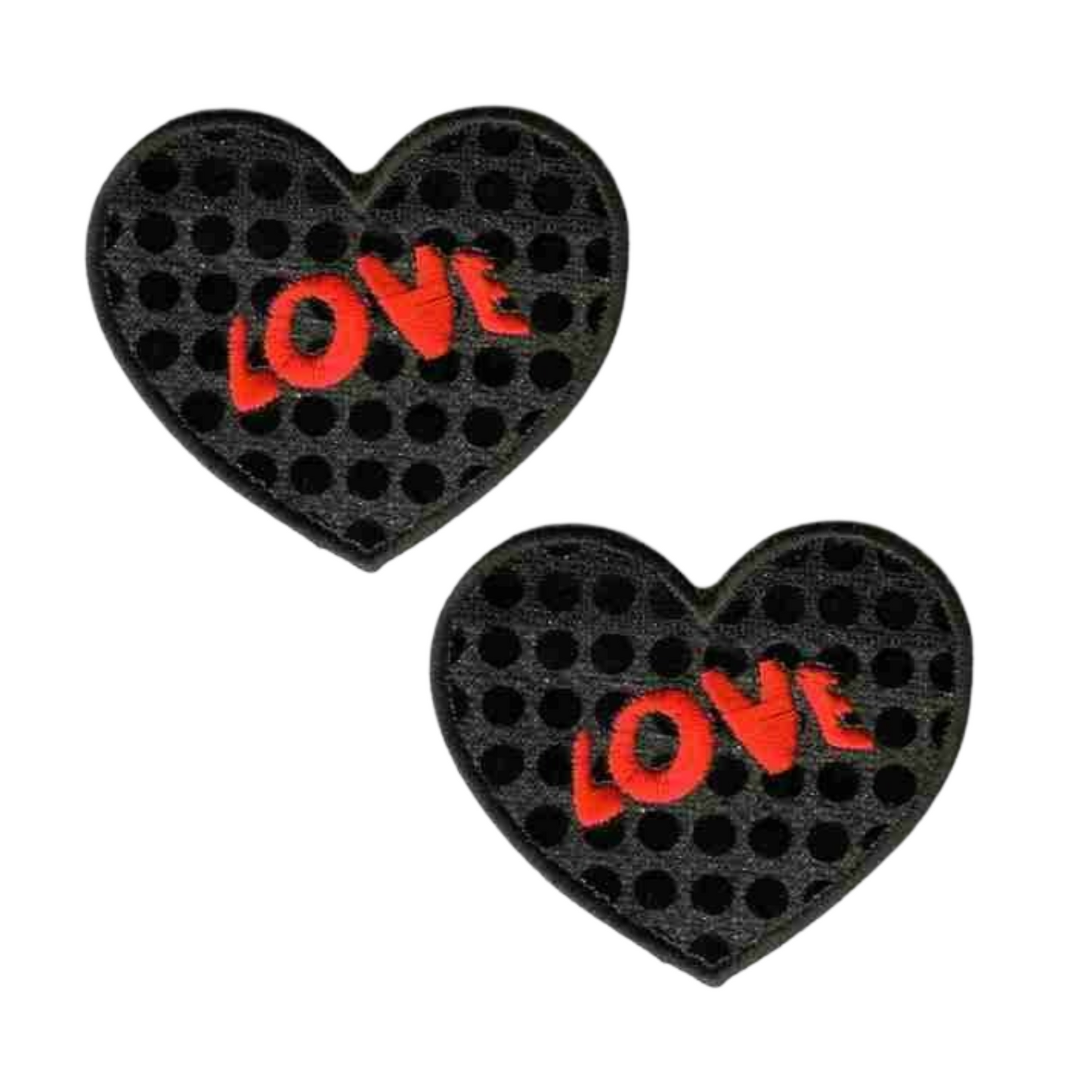 Black Sequin Love Heart (2-Pack) Iron on Patch