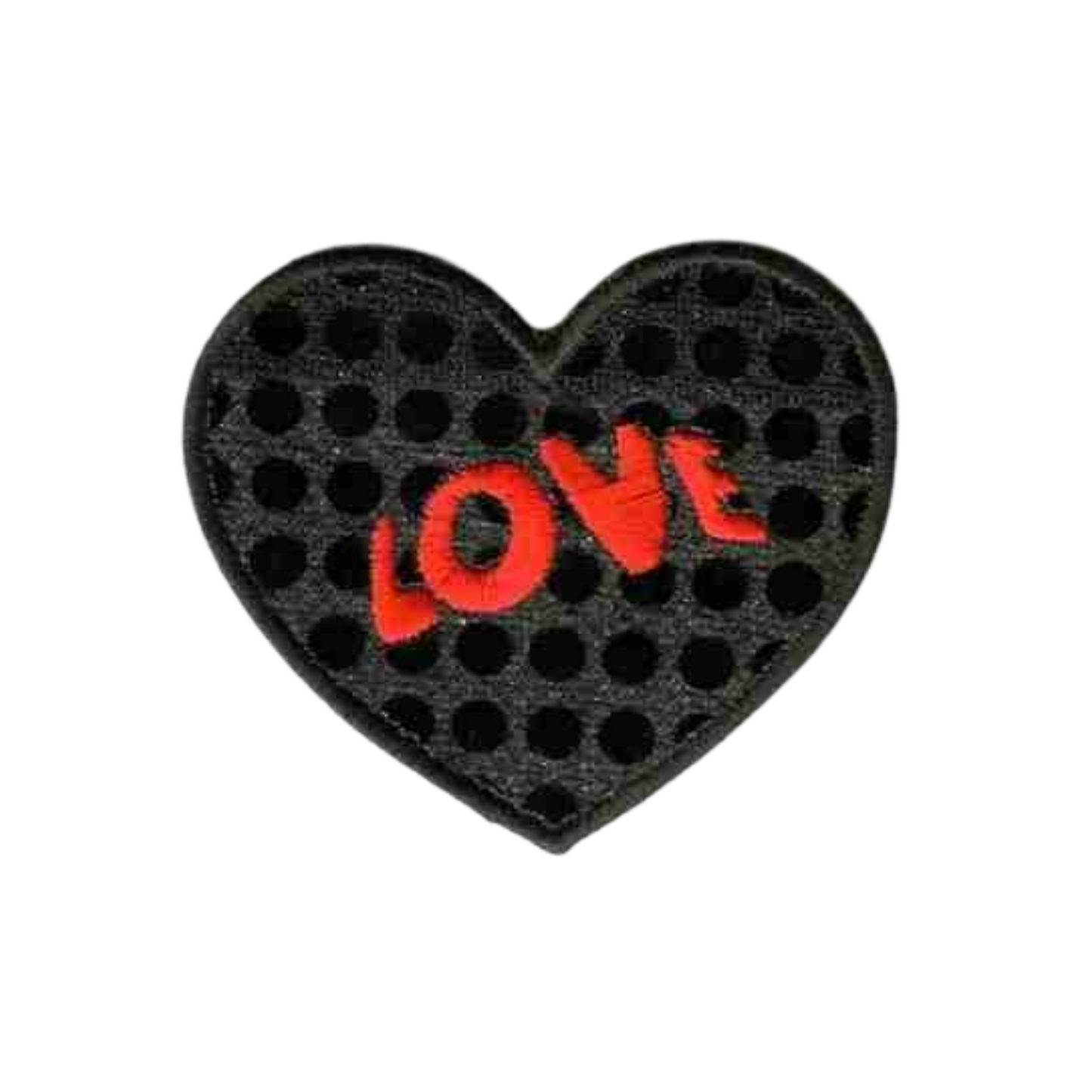 Black Sequin Love Heart (2-Pack) Iron on Patch