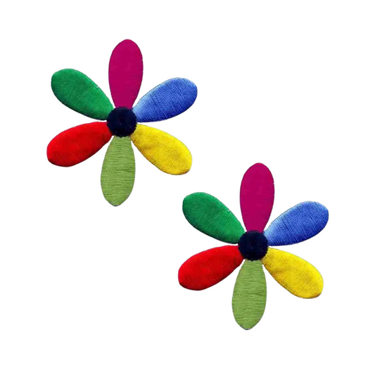 6-Petal Bright Colored Daisy Flower (2-Pack) Floral Iron On Patch