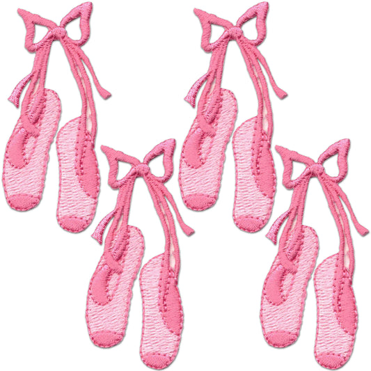 Two-Toned Pink Tied Ballet Toe Shoes (4-Pack) Iron On Patch