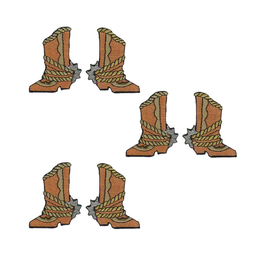 Western Cowboy Boot with Horseshoe Western (3-Pack) Iron On Patch: Right Or Left