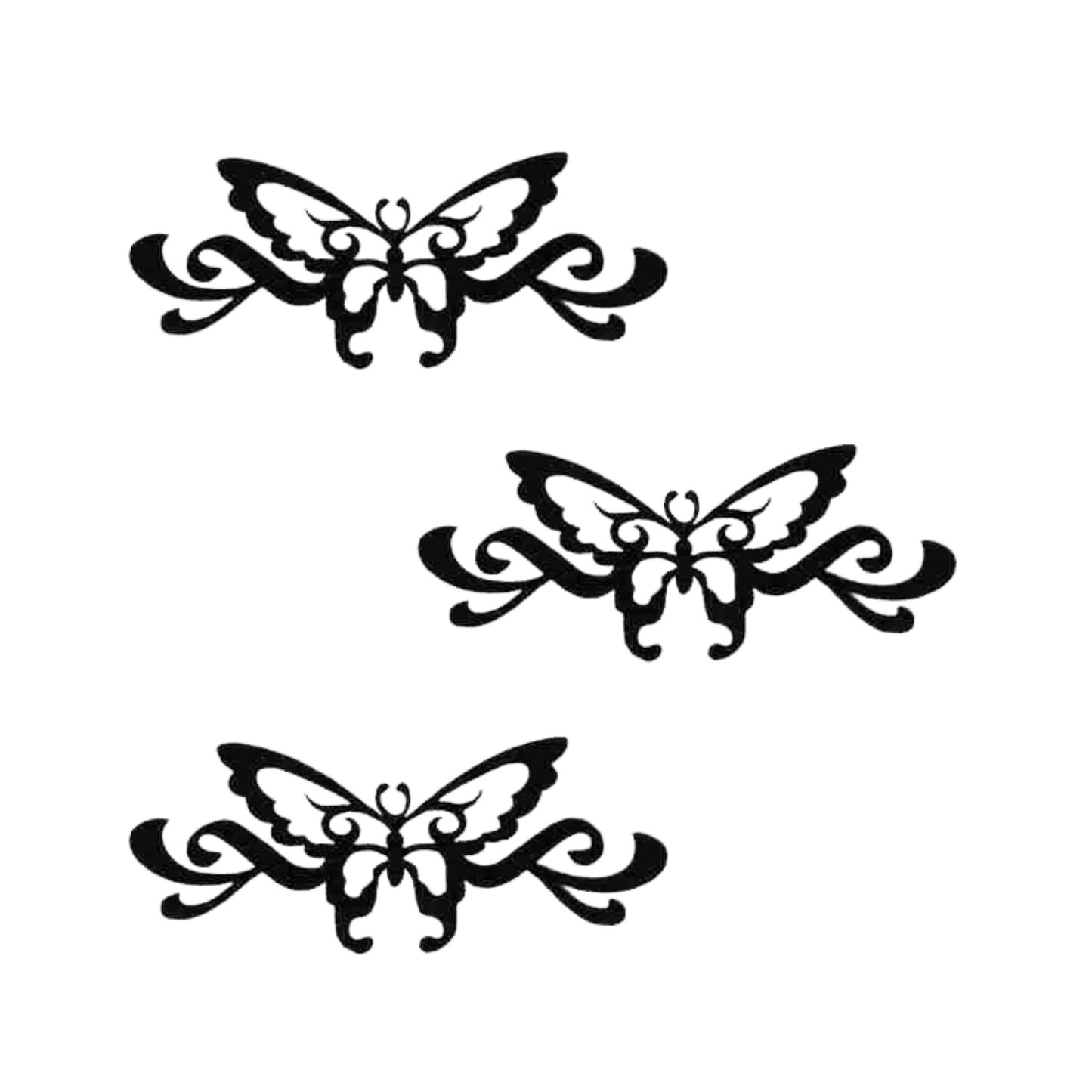 Black Cutout Silhouette Butterfly (3-Pack) Iron On Patch