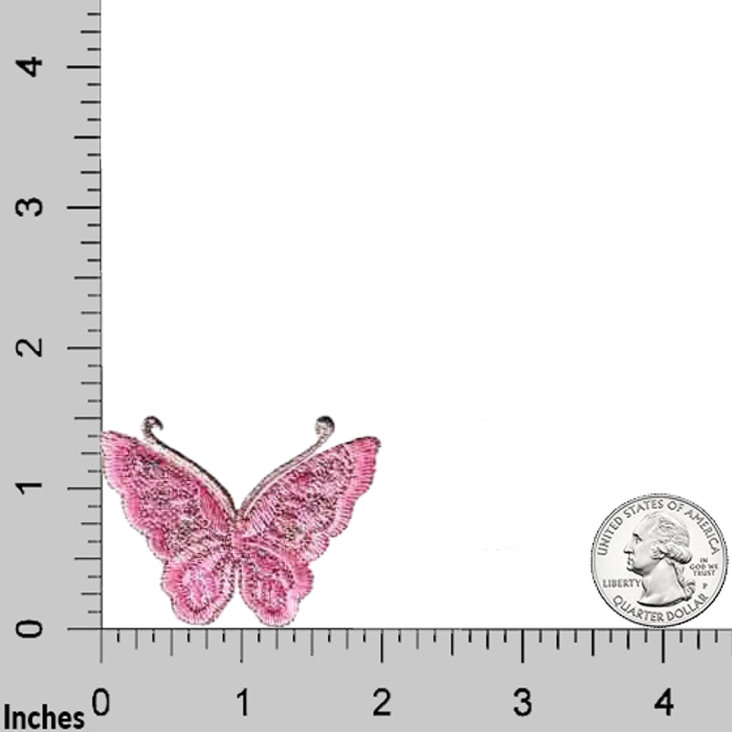 Gold Thread Butterfly (3-Pack)Iron On Patch: Pink