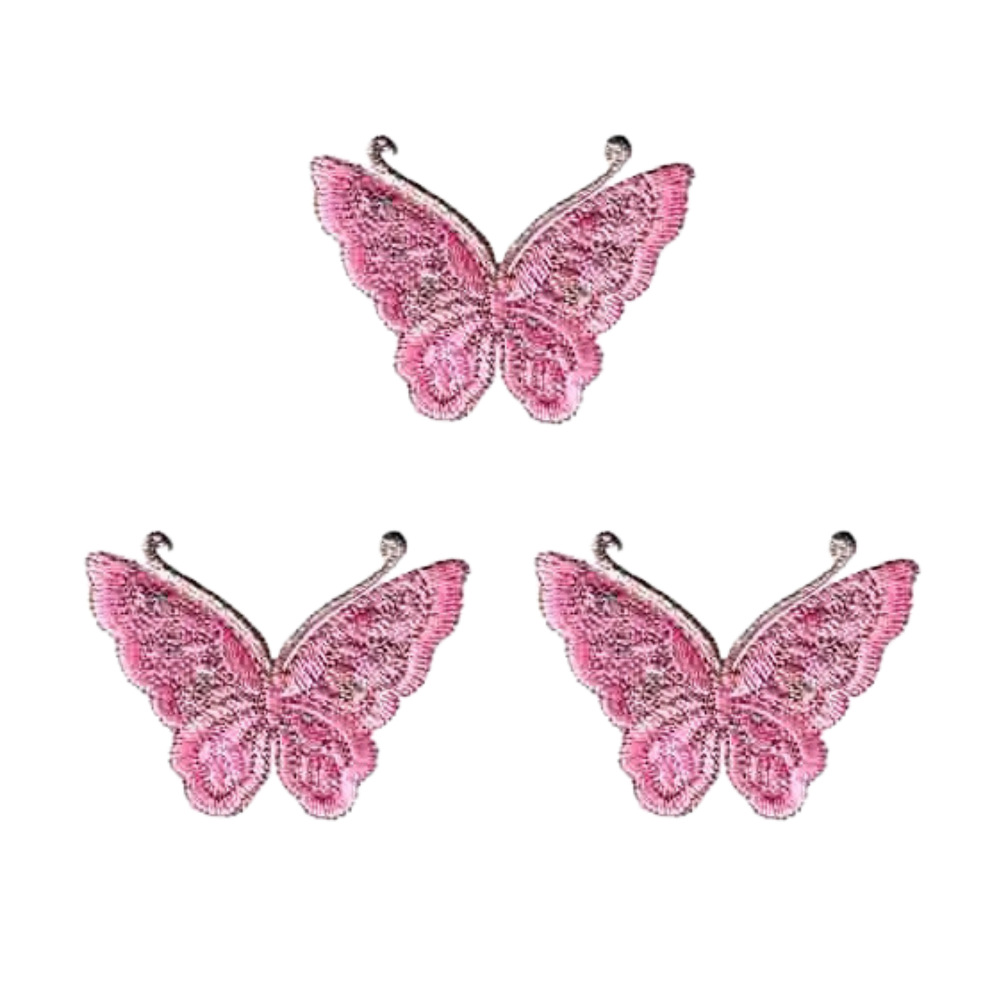Gold Thread Butterfly (3-Pack)Iron On Patch: Pink