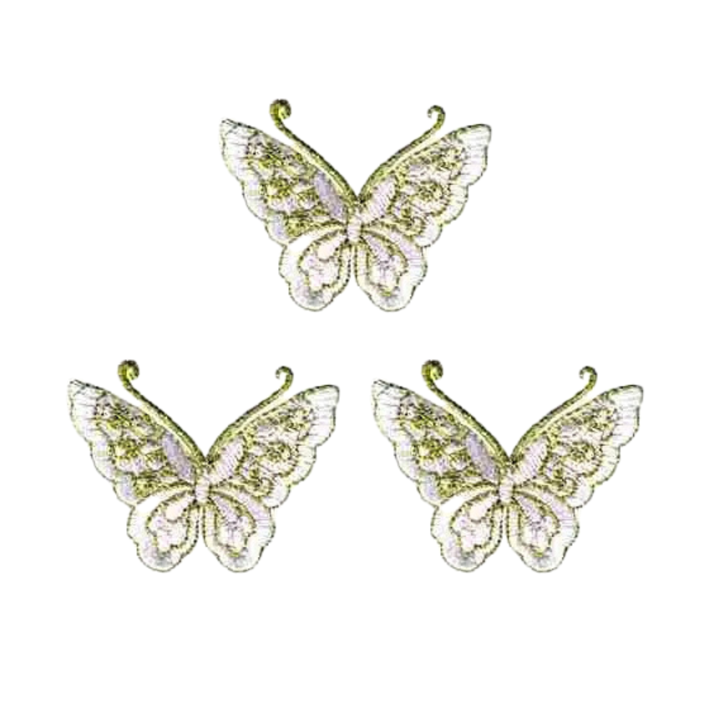 Gold Thread Butterfly (3-Pack)Iron On Patch: Pink