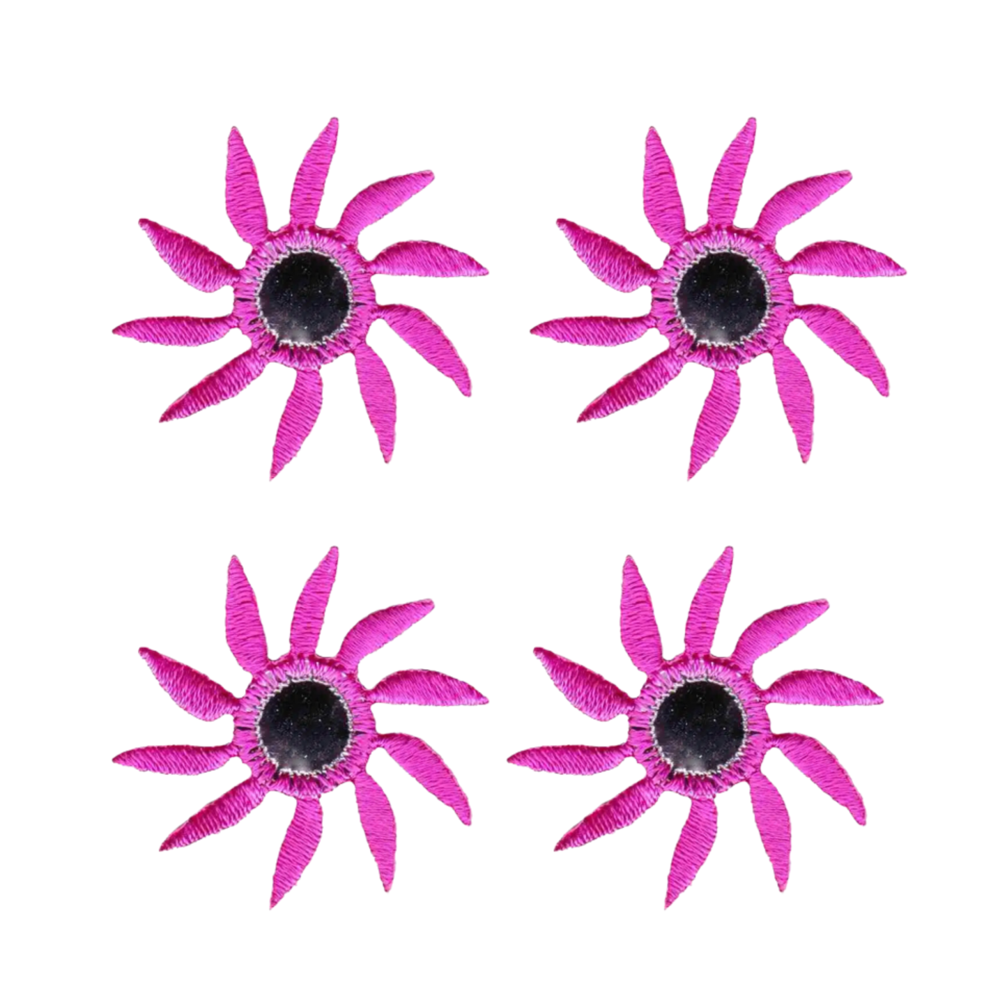 Mirrored Spiral Flower (4-Pack) Iron On Patch - Pink