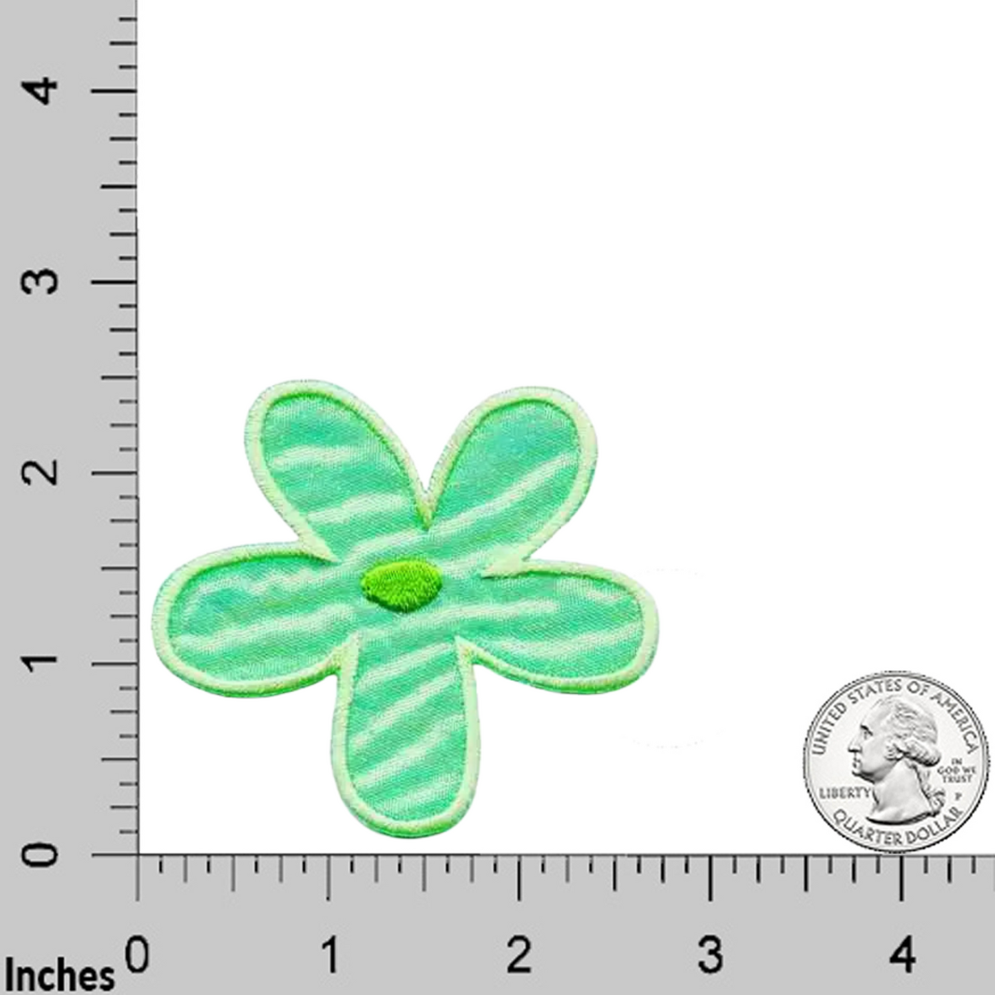 Hippie Iridescent Flower in GREEN 60's (3-Pack) Iron On Patch