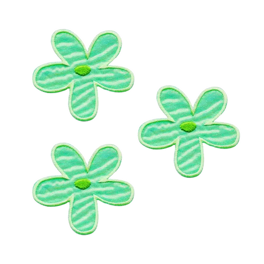 Hippie Iridescent Flower in GREEN 60's (3-Pack) Iron On Patch