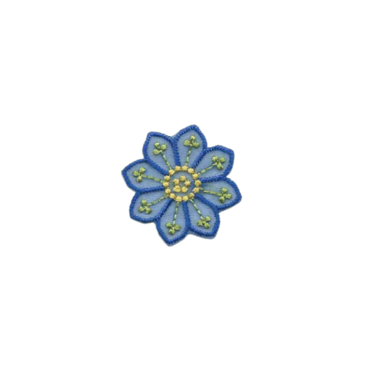 Small Blue Chiffon Daisy Floral (5-Pack) Iron On Patch