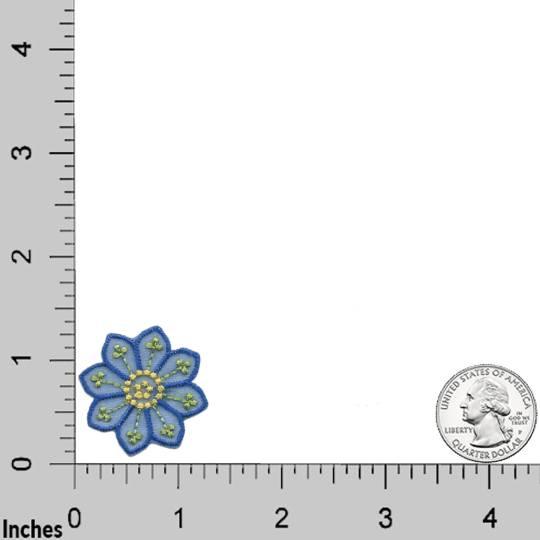 Small Blue Chiffon Daisy Floral (5-Pack) Iron On Patch