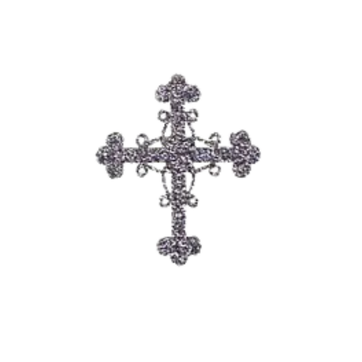 Glittering Silver Cross Religious (5-Pack) Iron On Patch