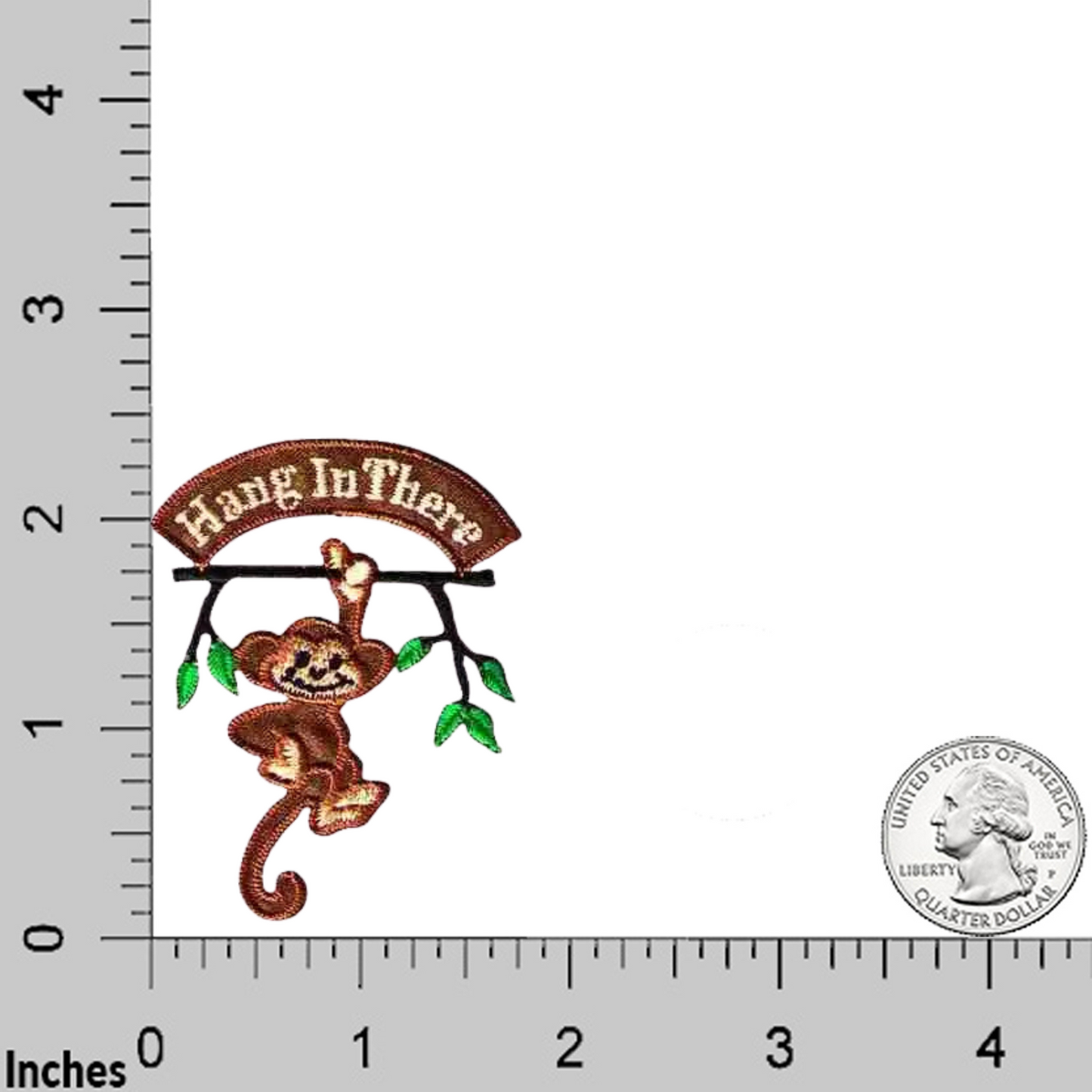 Monkey "Hang in There"  Embroidered (3-Pack) Iron On Patch