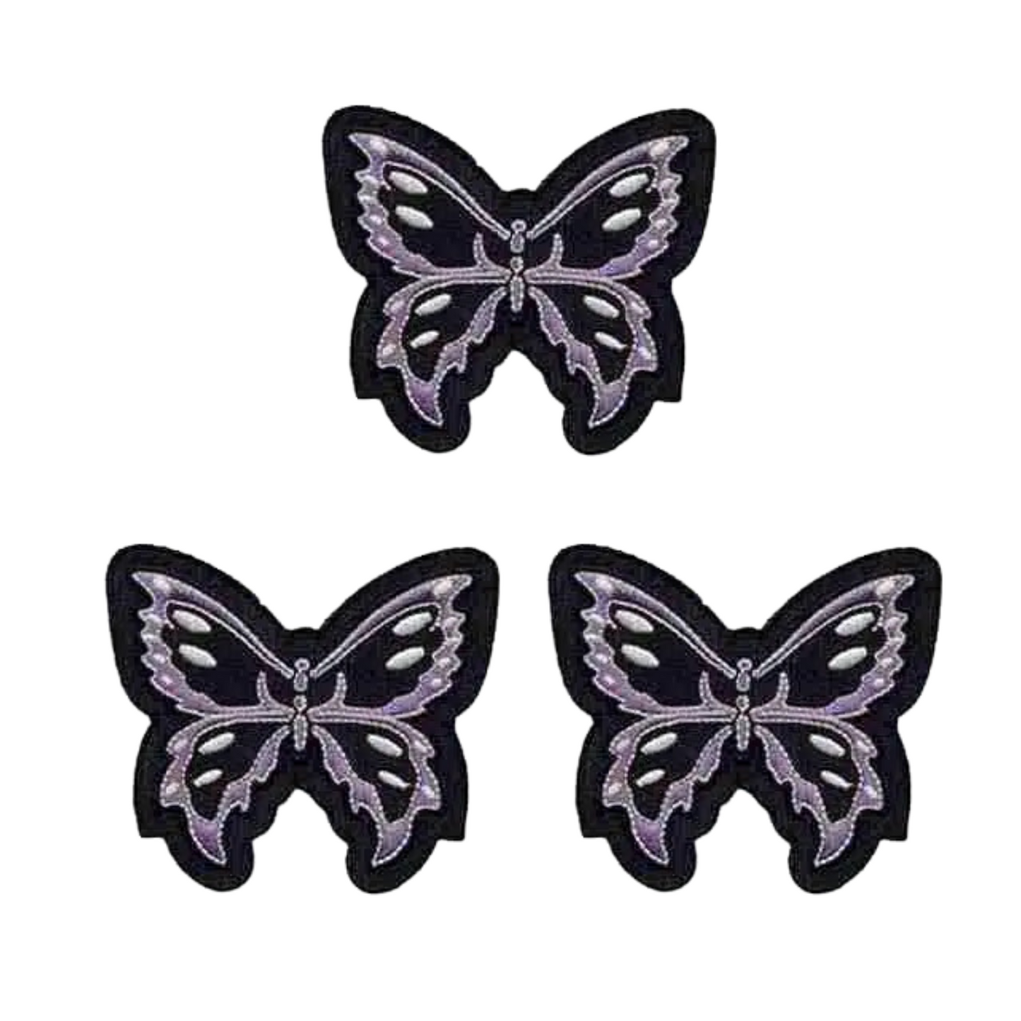Black and Lavender Tribal Butterfly (3-Pack) Iron On Patch