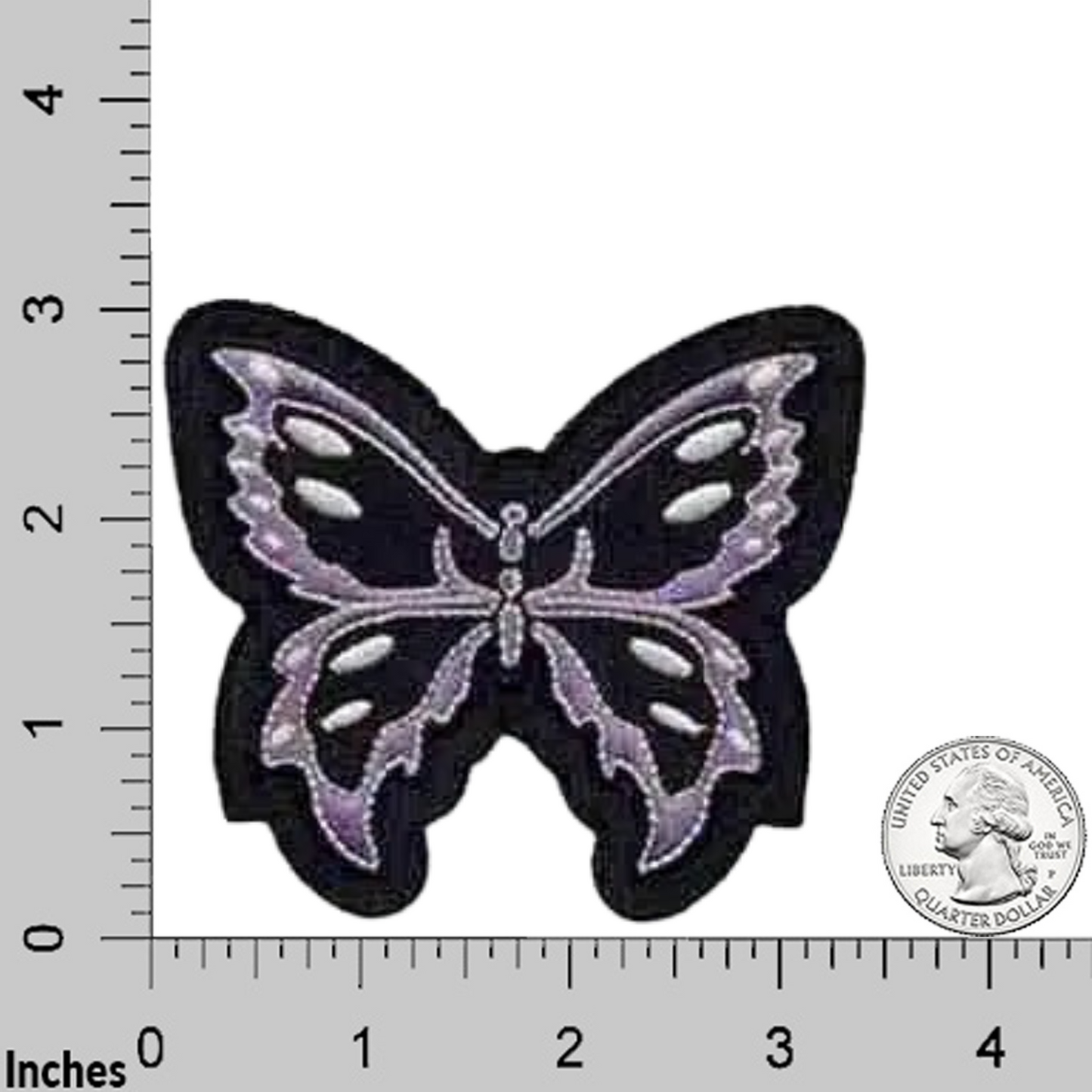 Black and Lavender Tribal Butterfly (3-Pack) Iron On Patch