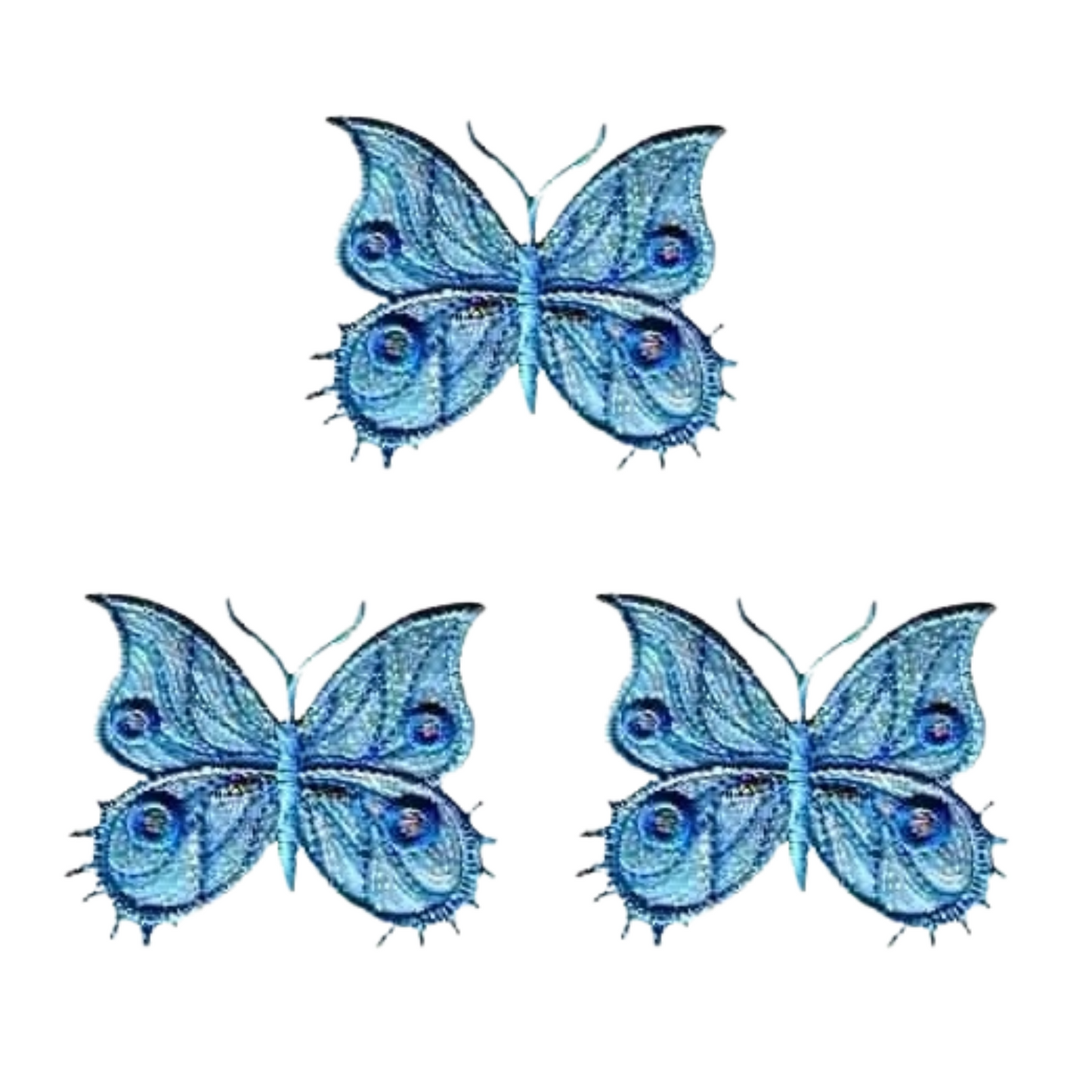 Fancy Sparkle Butterfly (3-Pack) Iron On Patch - Large: Multiple Colors
