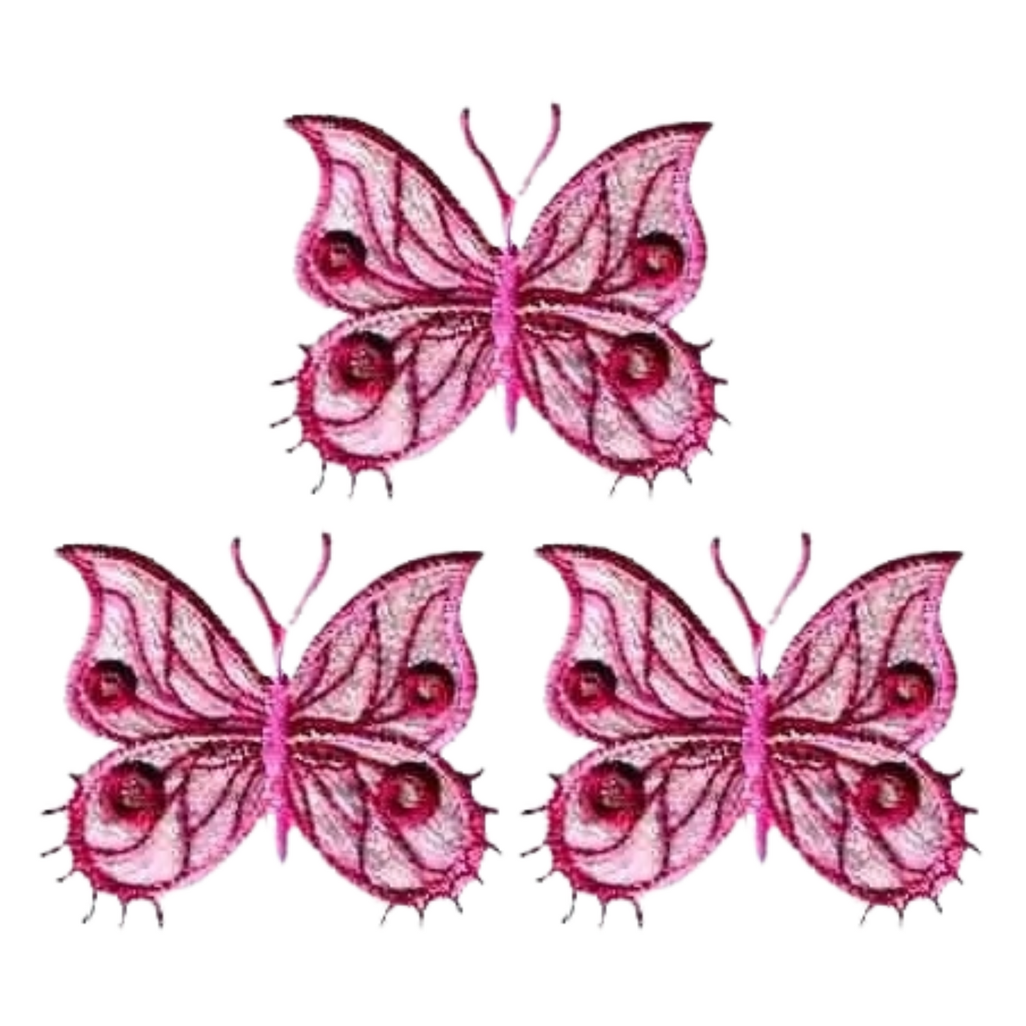 Fancy Sparkle Butterfly (3-Pack) Iron On Patch - Large: Multiple Colors