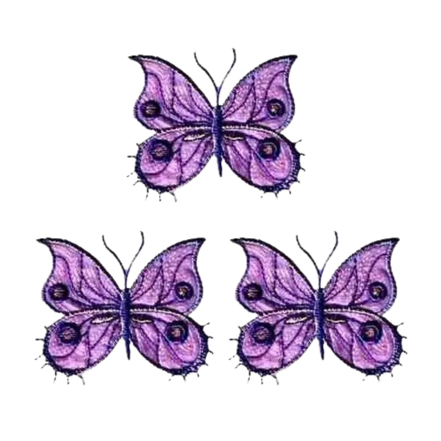 Fancy Sparkle Butterfly (3-Pack) Iron On Patch - Large: Multiple Colors