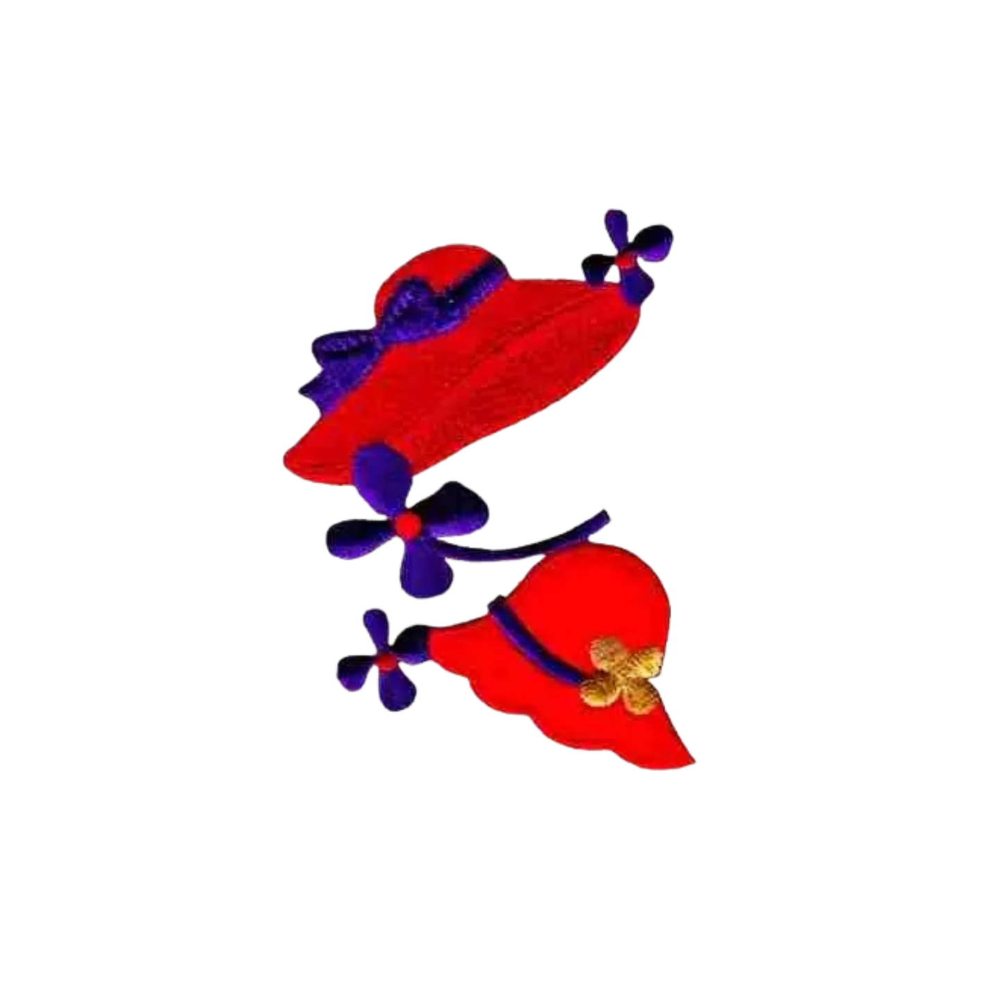 Red Hats and Flowers (2-Pack) Iron On Patch