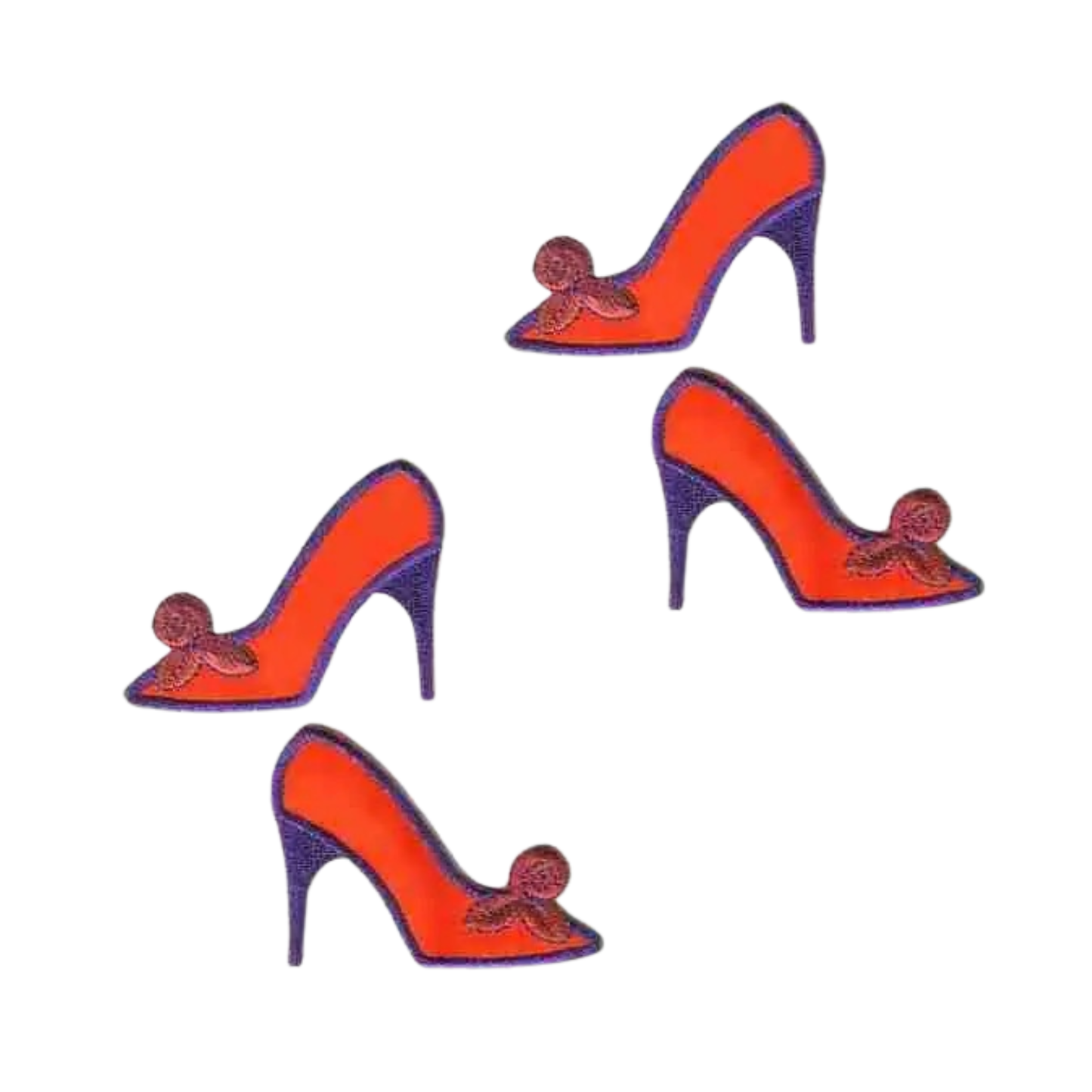 Red Hat Lady High Heeled Shoe (2-Pack) Iron On Patch: Right or Left