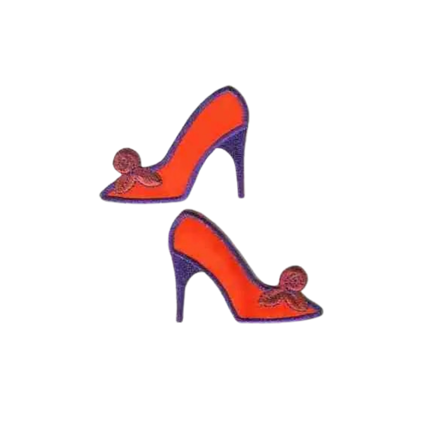 Red Hat Lady High Heeled Shoe (2-Pack) Iron On Patch: Right or Left
