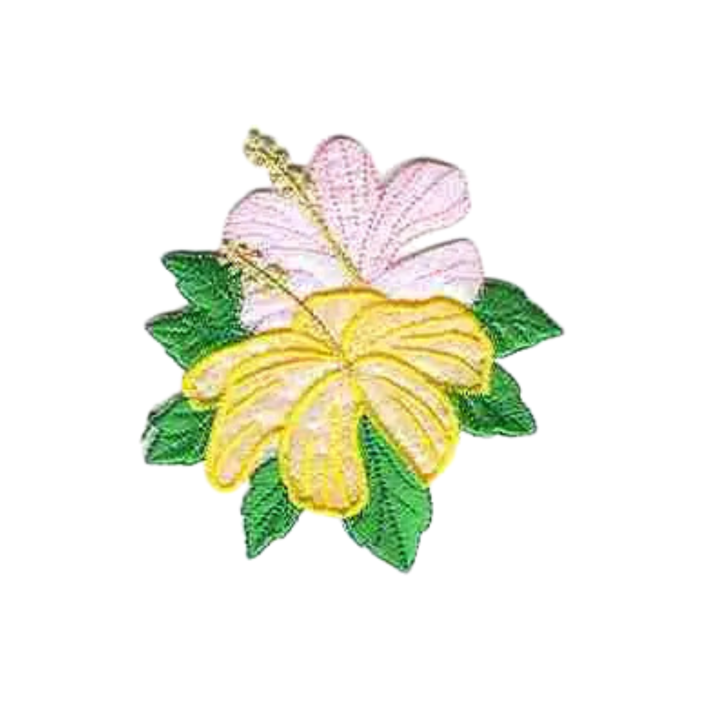 Pink and Yellow Hibiscus Flower (2-Pack) Iron On Patch