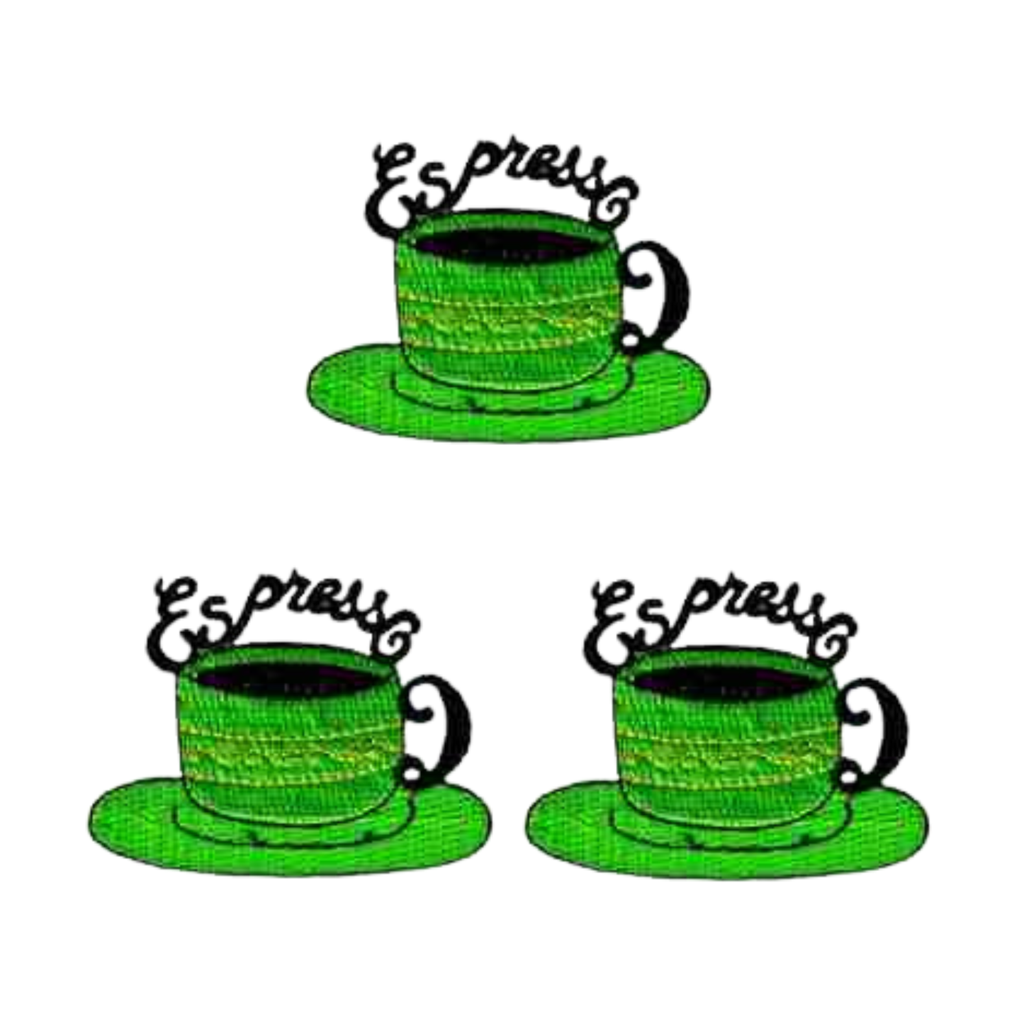 Cup of Espresso in Green (3-Pack) Iron On Patch