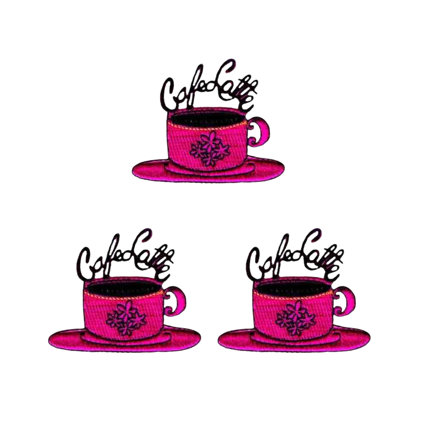 Coffee Latte Cup & Saucer (3-Pack) Iron On Patch