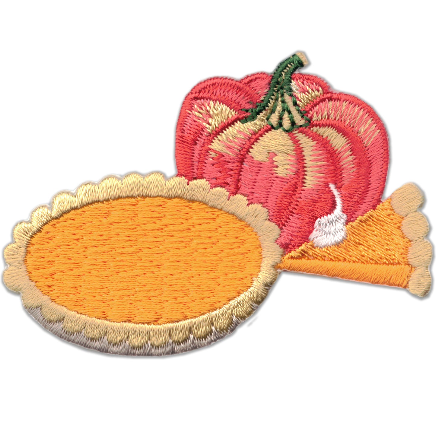 Pumpkin Pie Patches (2-Pack) Thanksgiving Embroidered Iron On Patch Applique