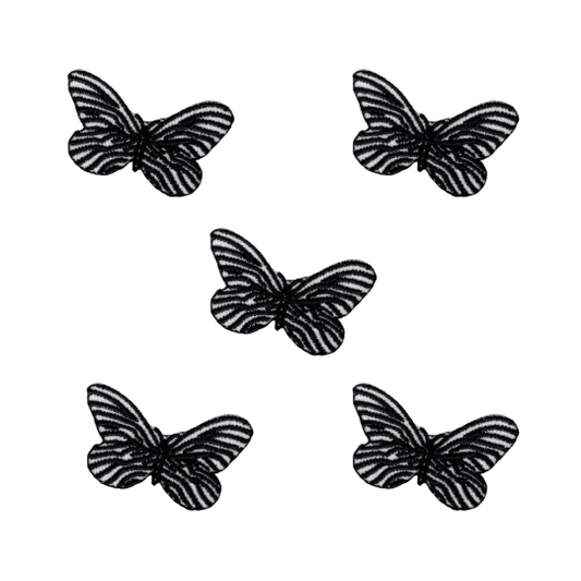 Zebra Butterfly Iron On Patch (5-Pack) Small