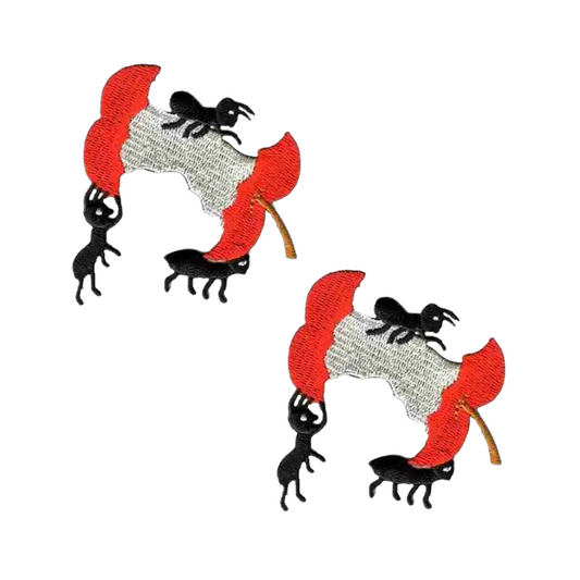 Ants with Apple Core Embroidered (2-Pack) Iron-on Patch
