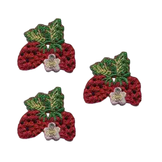 Strawberries with Flower (3-Pack) Iron On Patch