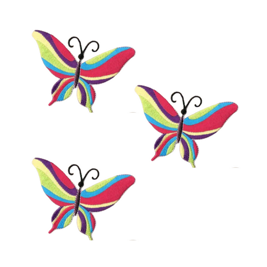 60's Multi-Colored Butterfly (3-Pack) Iron On Patch