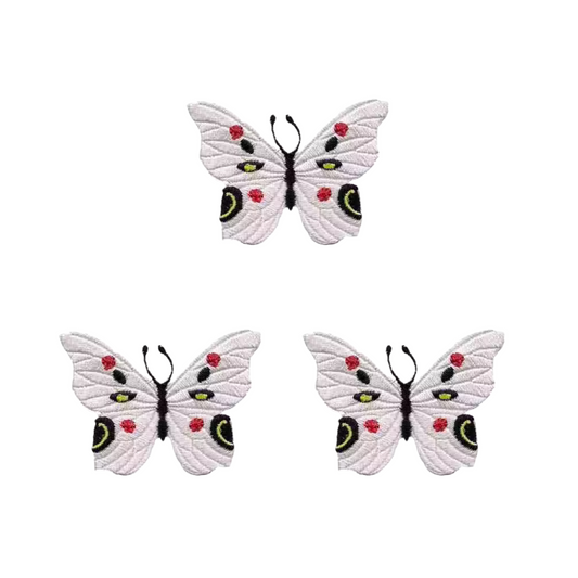 White and Red Butterfly (3 Pack) Iron on Patch