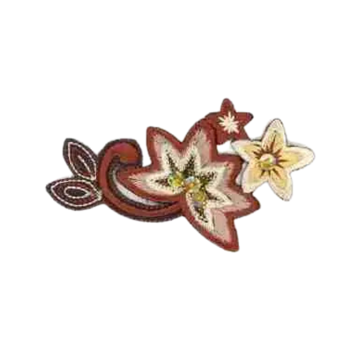 Tan Embellished Floral (2-Pack) Iron on Patch