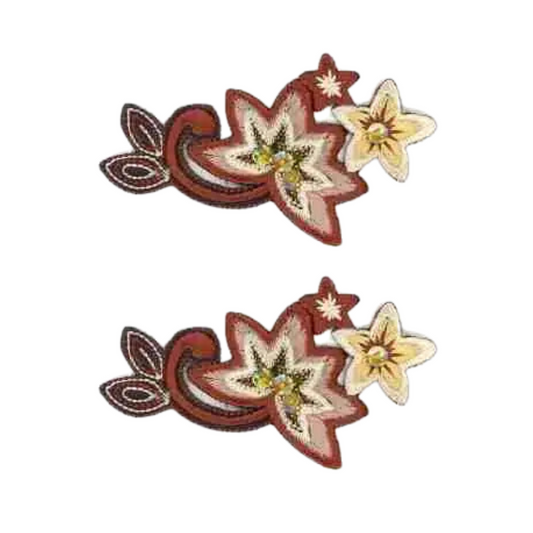 Tan Embellished Floral (2-Pack) Iron on Patch