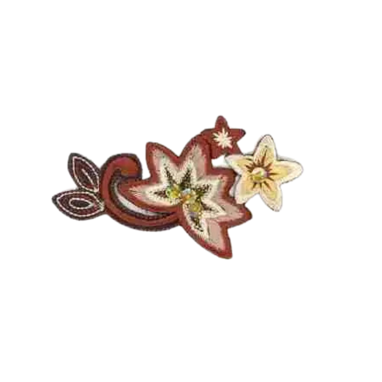 Tan Embellished Floral (2-Pack) Iron on Patch
