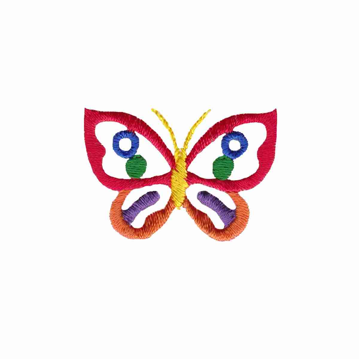 A colorful Cut Out Butterfly Patches (5-Pack) Butterfly Embroidered Iron On Patch Appliques on a white background.