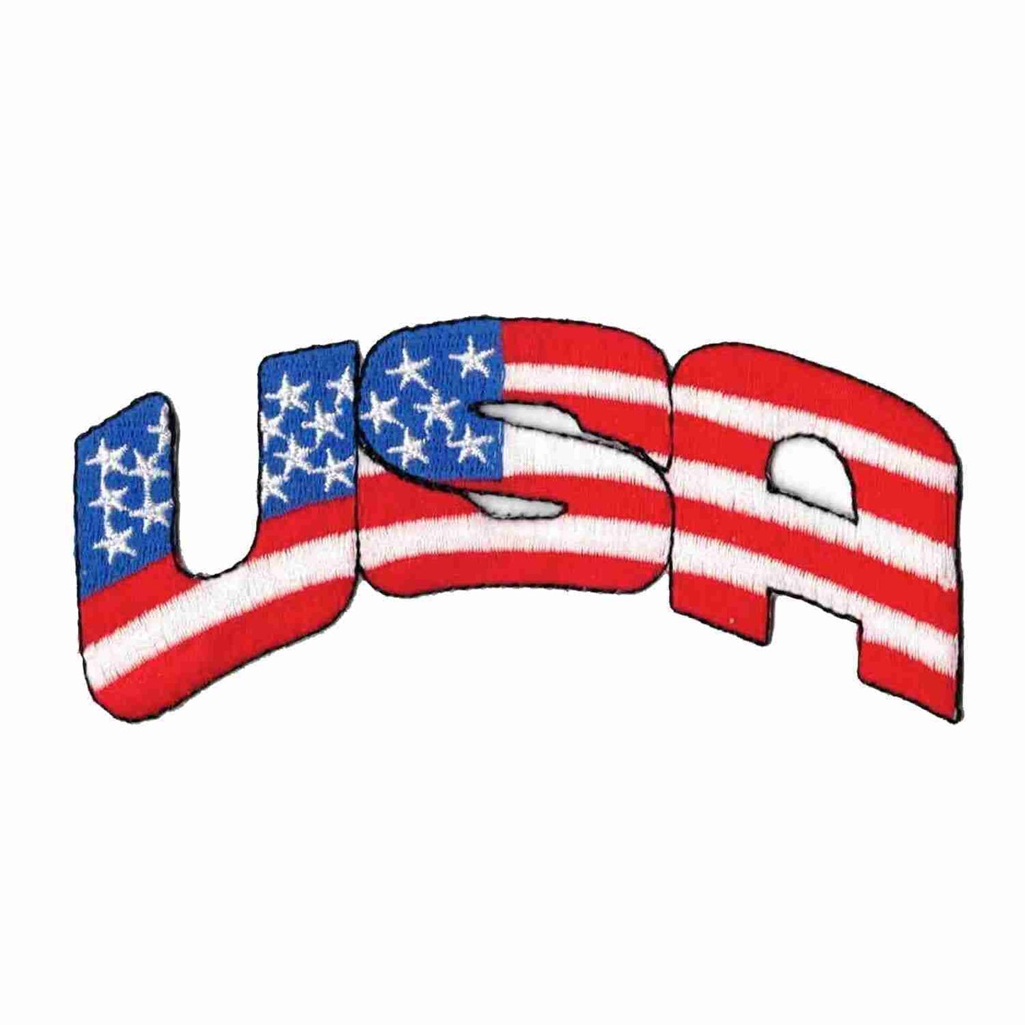 The product "Patriotic USA (2-Pack) Iron on Patch" is embroidered on a white background.