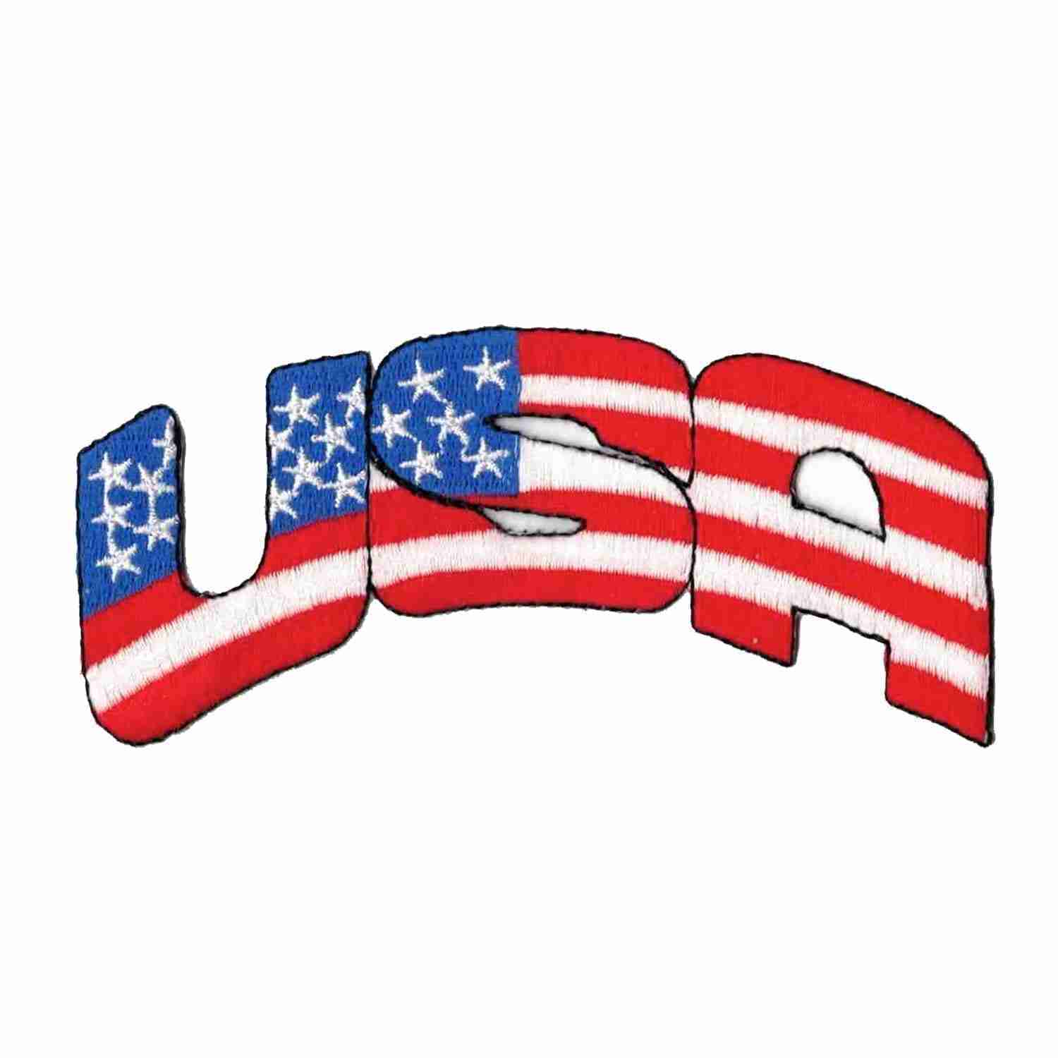The product "Patriotic USA (2-Pack) Iron on Patch" is embroidered on a white background.