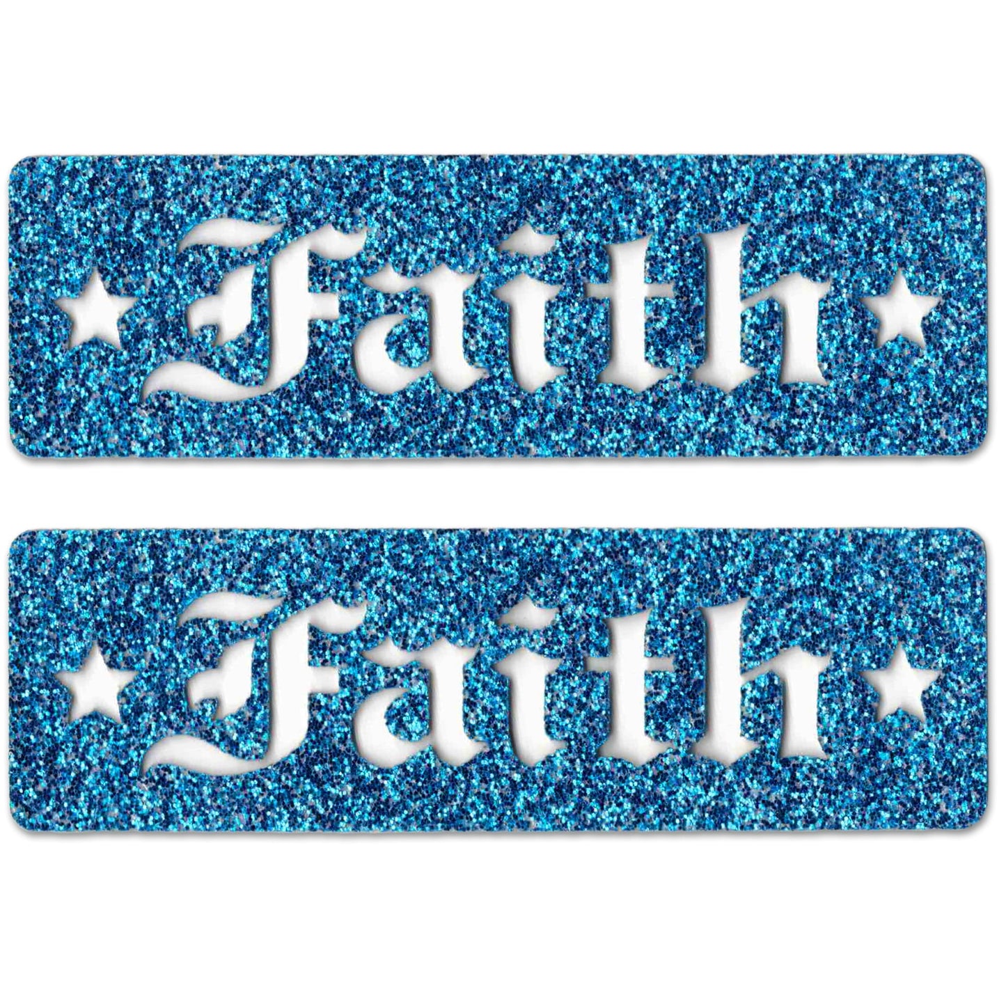 Faith Blue Glitter Cutout (2-Pack)Religious Iron On Patch