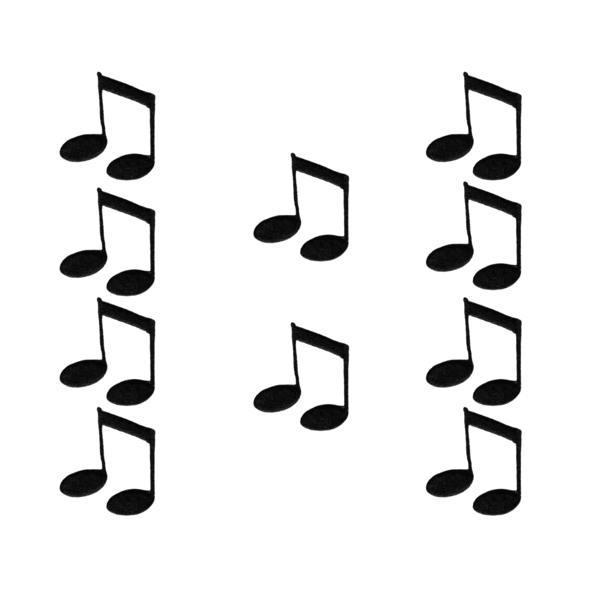 A set of Musical Note Patches (10-Pack) Music Embroidered Iron On Patch- Medium - Medium on a white background.