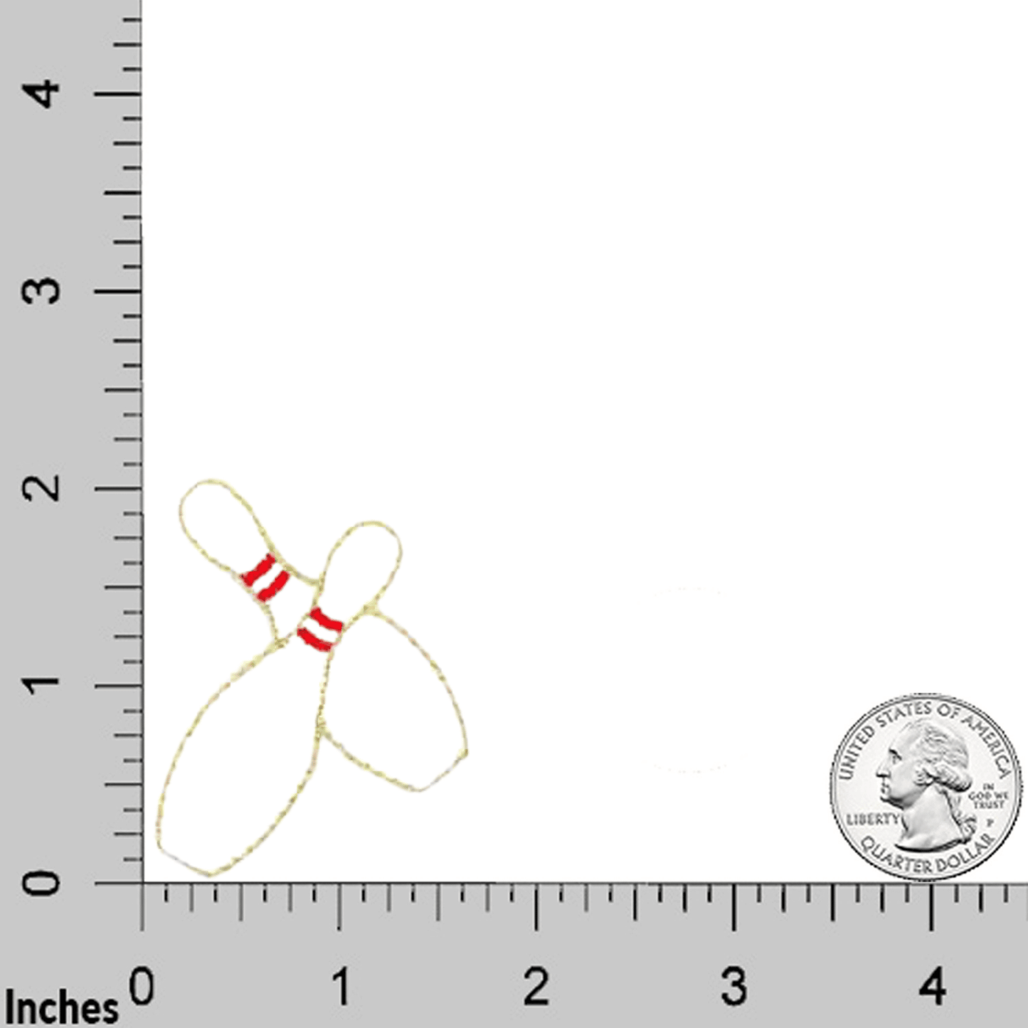 Bowling Pins Patches (5-Pack) Sport Embroidered Iron On Patch Applique embroidered on a ruler.