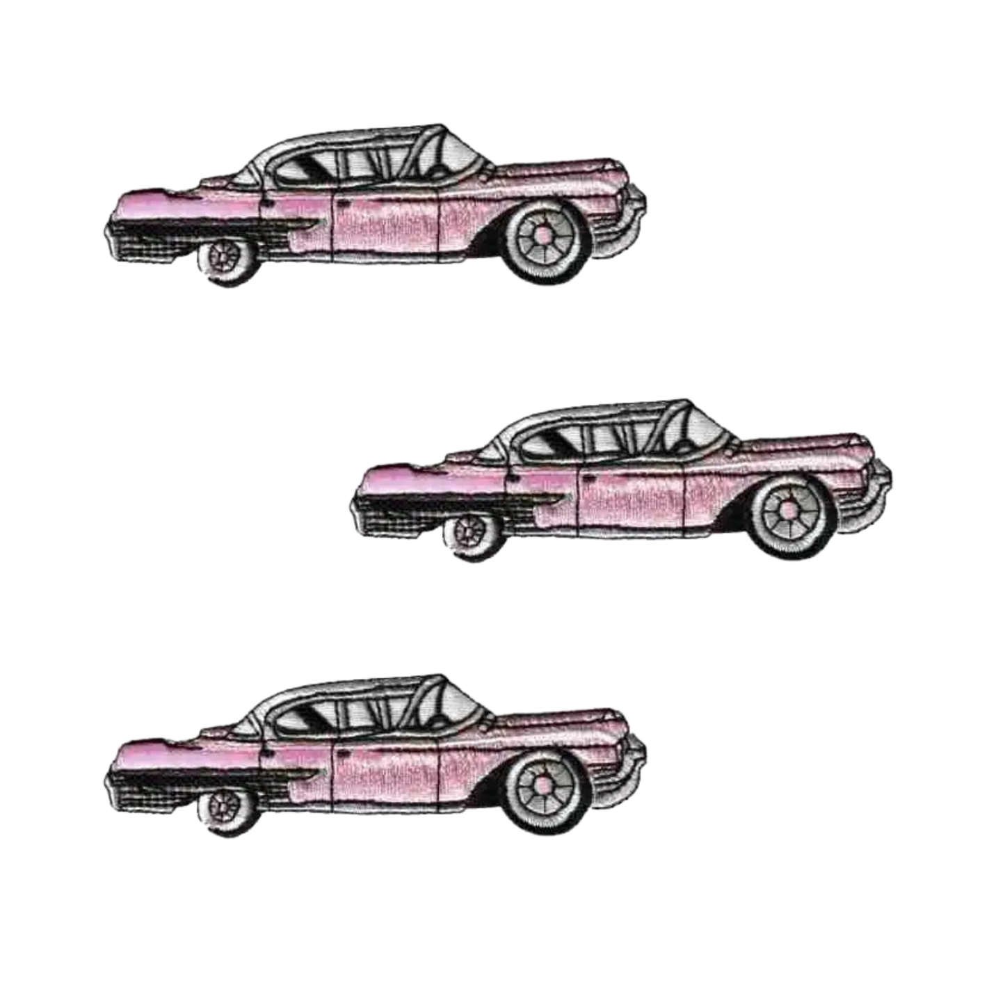 Cadillac Car (2-Pack) Iron On Patch: Pink or Black