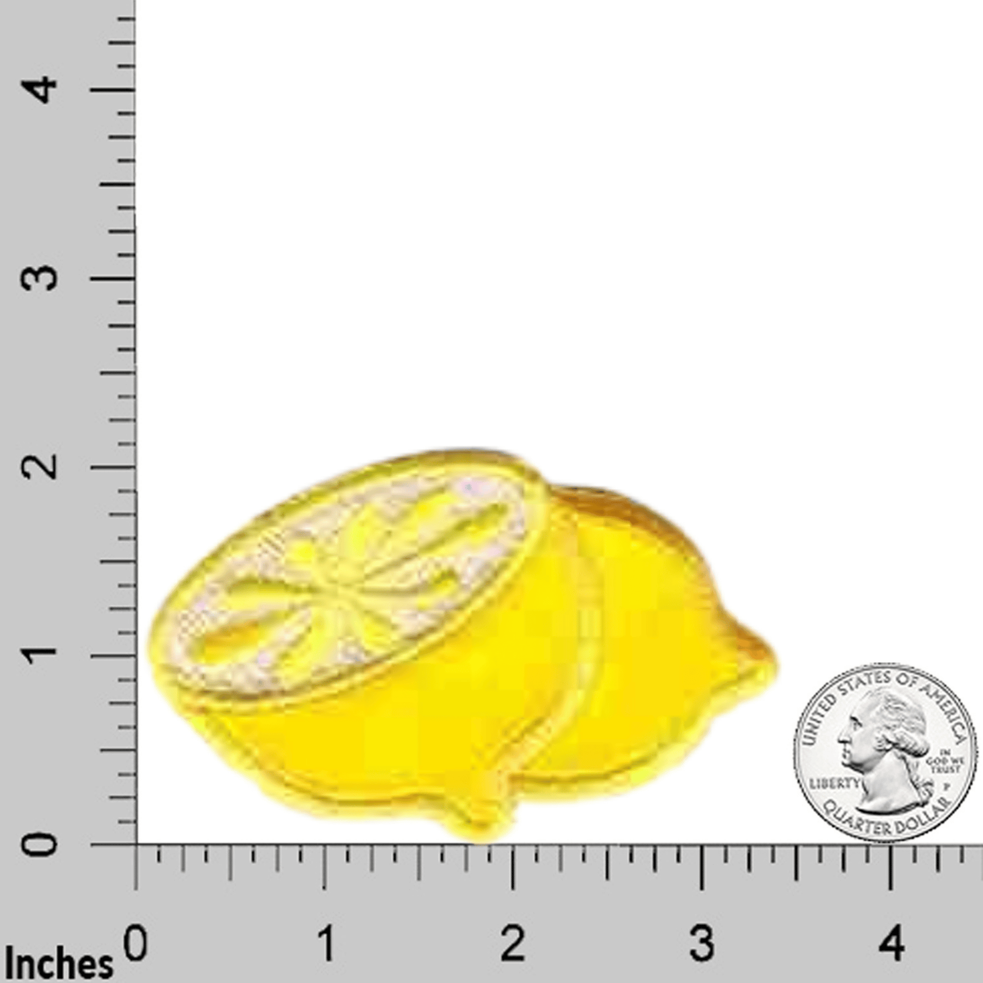 Large Lemon Patches (2-Pack) Fruit Embroidered Iron On Patch Appliques with a ruler in front of them.