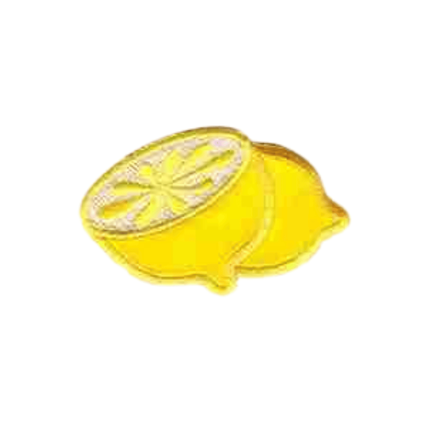Two Large Lemon Patches (2-Pack) Fruit Embroidered Iron On Patch Appliques on a white background.