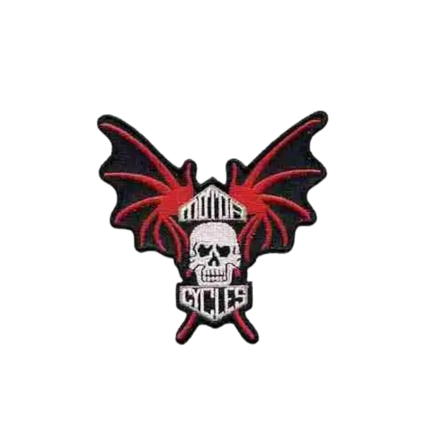 Bat Wing Motorcycle Skull (2-Pack) Iron On Patch