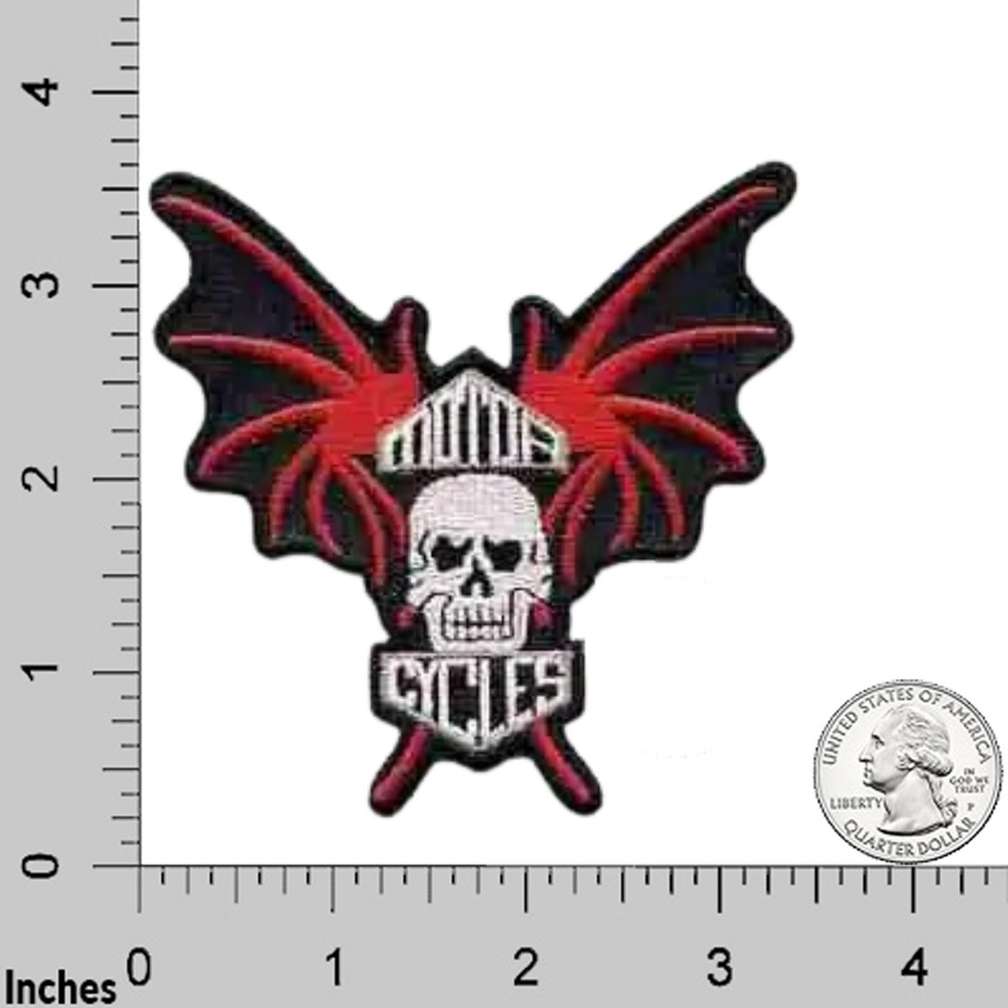 Bat Wing Motorcycle Skull (2-Pack) Iron On Patch