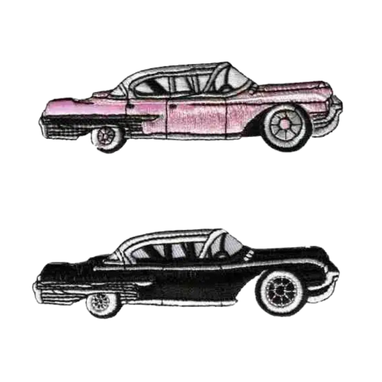 Cadillac Car (2-Pack) Iron On Patch: Pink or Black