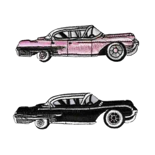Cadillac Car (2-Pack) Iron On Patch: Pink or Black