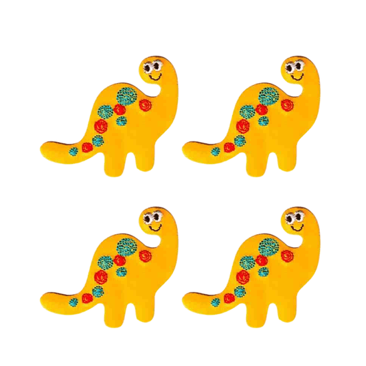 Cute Yellow Dinosaur (4- Pack) Iron On Children's Patch